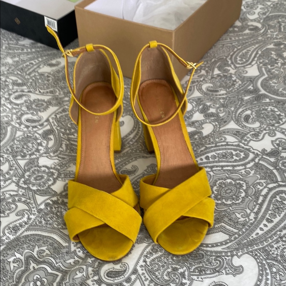 Yellow Women's Suede Sandals